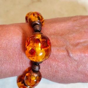 Beautiful large glass statement beads bracelet.